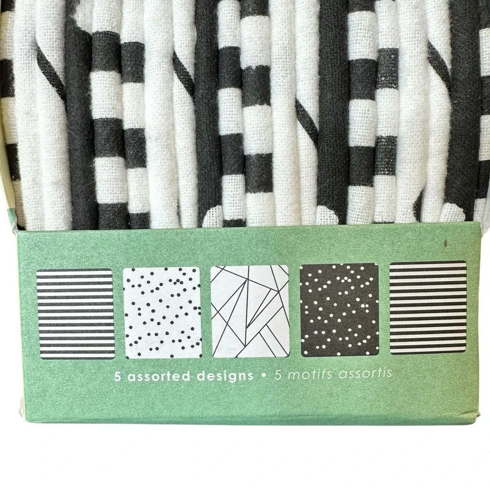 Ciroa Go Eco Reusable Kitchen Towels Set of 20 Cotton Flannel Black White NWT